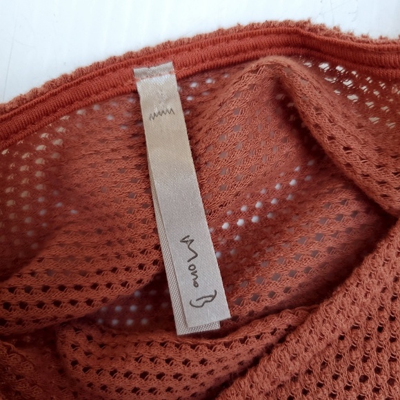 Mono B Orange White Dyed Mesh Detail Oversized Top - Picture 5 of 6